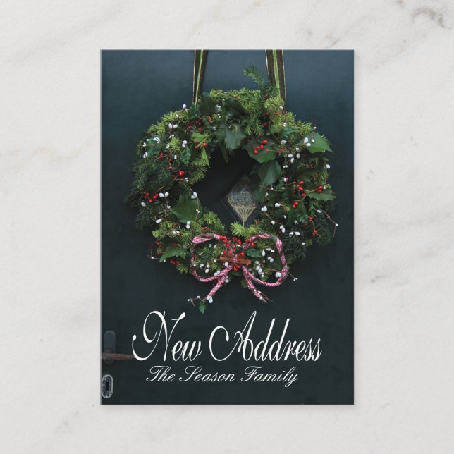 Wreath on door new address enclosure card (Front)