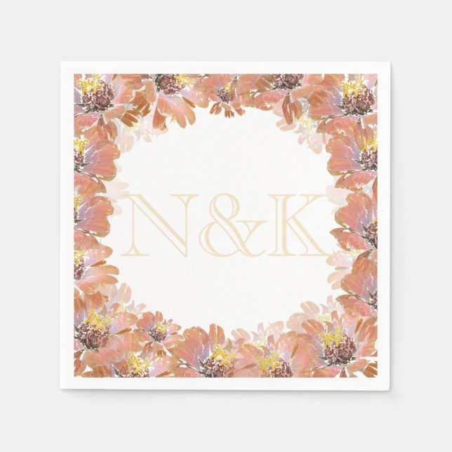 Wreath, orange flowers napkin (Front)