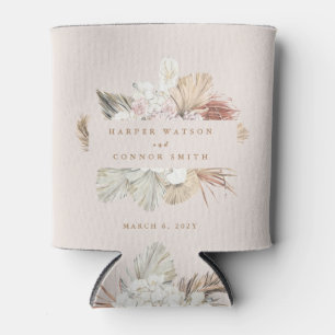 Wreath Pampas Grass Wedding Can Cooler