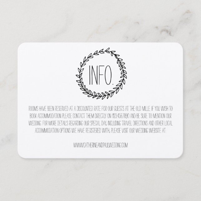 Wreath Rustic Kraft Wedding Information Card (Front)