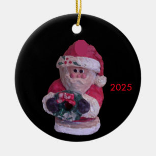 WREATH SANTA 2018 COLLECTOR CHRISTMAS CERAMIC ORNAMENT