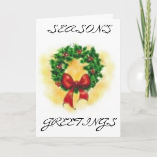 wreath, SEASONS, GREETINGS Holiday Card
