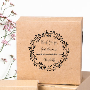 Wreath Thank You For Your Business Website Name Self-inking Stamp