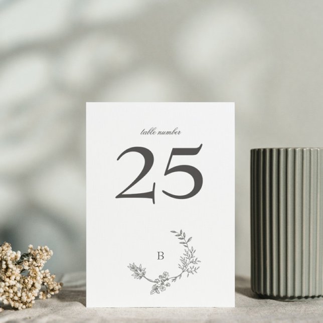 Wreath Traditional Floral Wreath Minimal Monogram Table Number (Creator Uploaded)