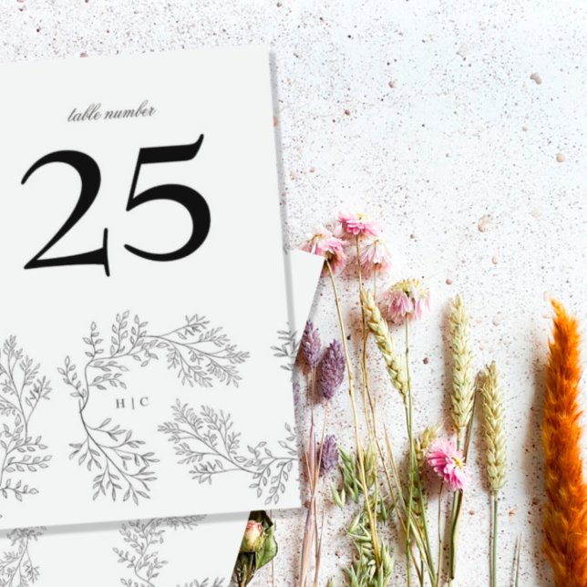 Wreath Traditional Floral Wreath Minimal Monogram Table Number (Creator Uploaded)