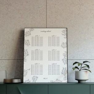 Wreath Traditional Floral Wreath Minimal Wedding Poster