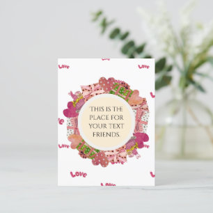 Wreath Vintage Funny Love Valentine watercolor  Postcard