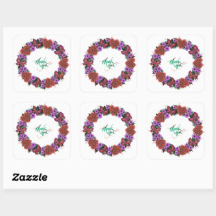 Wreath Wedding Flowers Floral Arrangement Postage Square Sticker