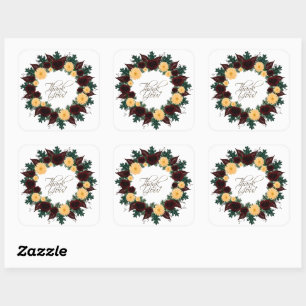Wreath Wedding Flowers Floral Arrangement Postage Square Sticker