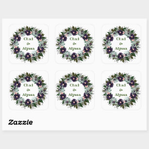 Wreath Wedding Flowers Floral Arrangement Postage Square Sticker