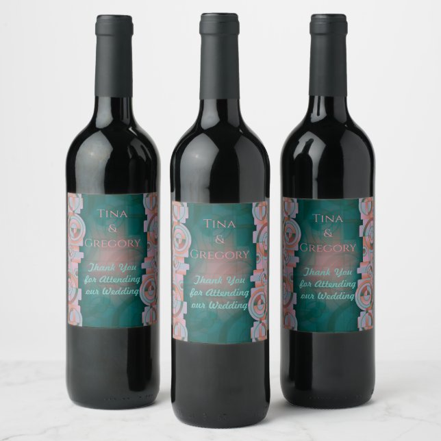 Wreath Wedding Flowers Floral Merci Thank You Wine Label (Bottles)