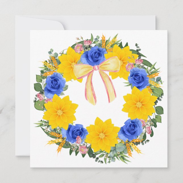 Wreath Wedding Flowers Floral Vector Thank You Invitation (Front)