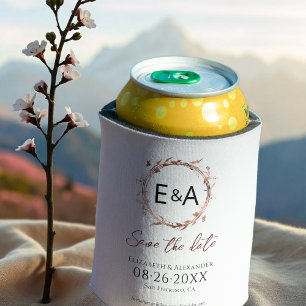 Wreath Wildflower Spring Wedding Save The Date Can Cooler