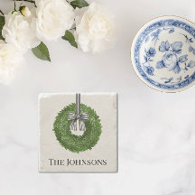 Wreath with black and white stripe bow 