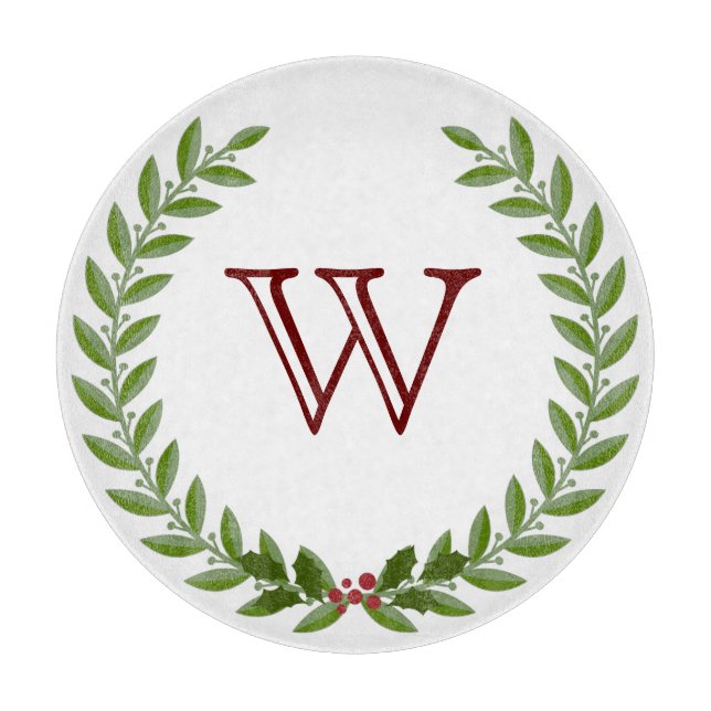 Wreath with monogram cutting board (Front)
