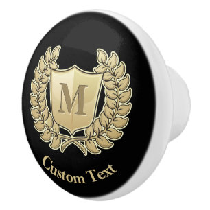 Wreath with Shield Ceramic Knob