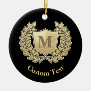 Wreath with Shield Ceramic Ornament