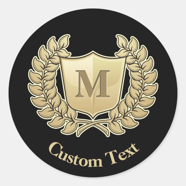 Wreath with Shield Classic Round Sticker (Front)