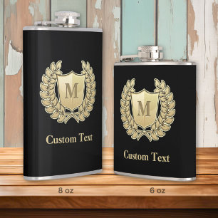 Wreath with Shield Hip Flask