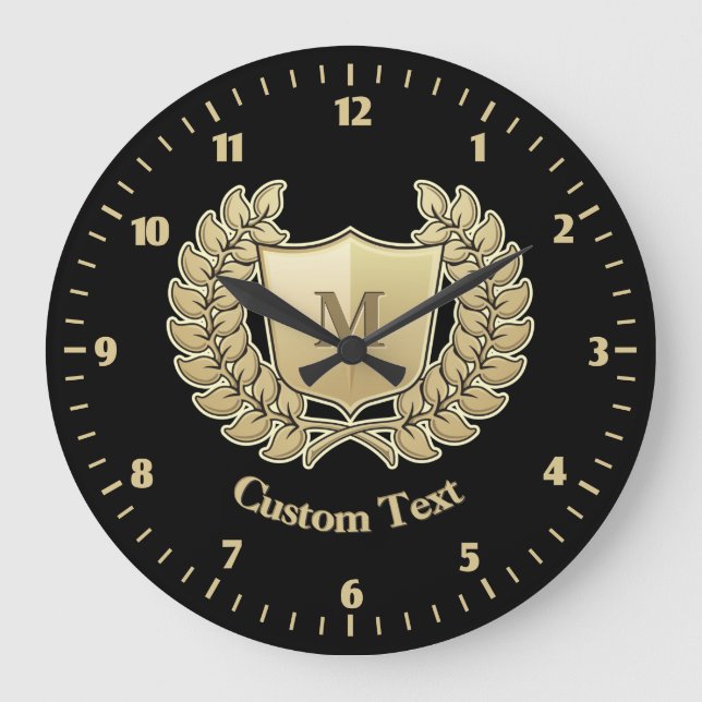 Wreath with Shield Large Clock (Front)