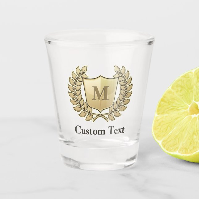 Wreath with Shield Shot Glass (Front)