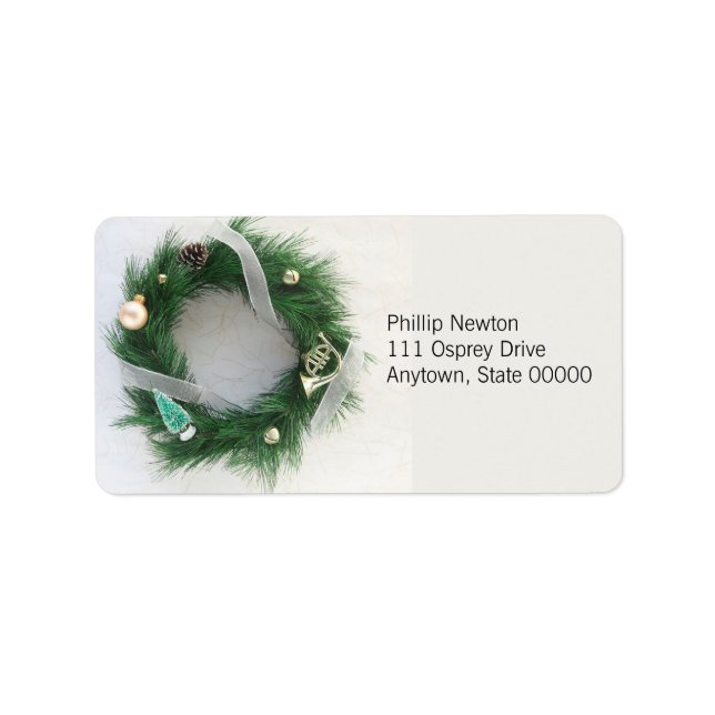 Wreath with silver ribbon label (Front)