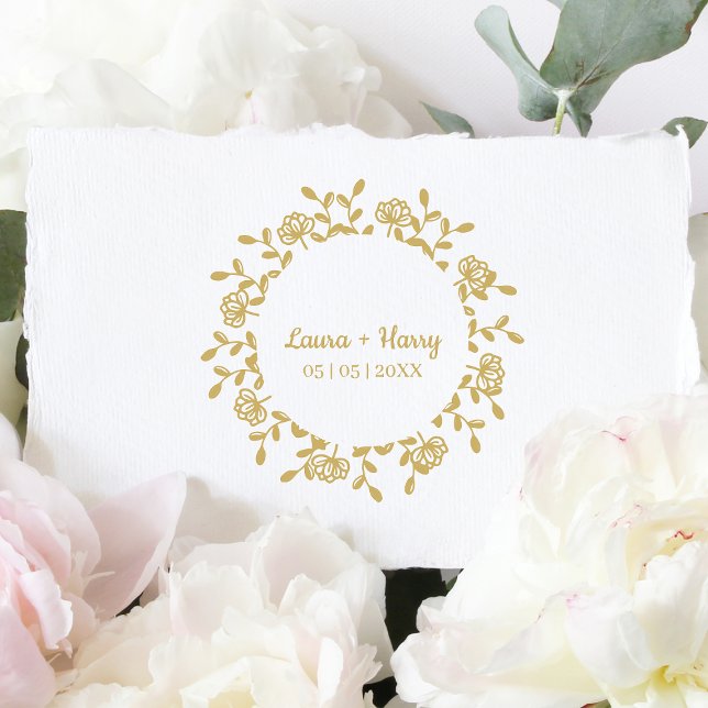 Wreath with Wildflowers in Black for Wedding Rubber Stamp (Creator Uploaded)