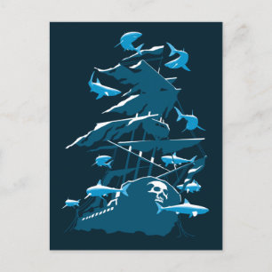 Wreck Diving And Sharks Postcard