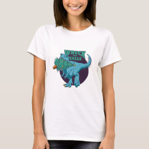 Wreck the Halls T-rex Christmas T-Shirt