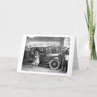 Wrecked Antique Car, 1920s Card