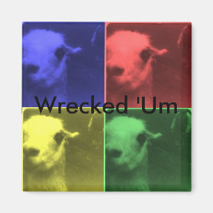 Wrecked 'Um 4 Colour Llama Square Magnet