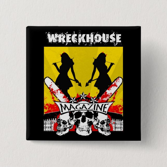 Wreckhouse Devil Girls Square Button (Front)
