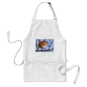 WREN, BIRD, in Oil Pastel Standard Apron