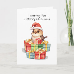 Wren Bird in Santa Hat Christmas Gifts of Fun Card