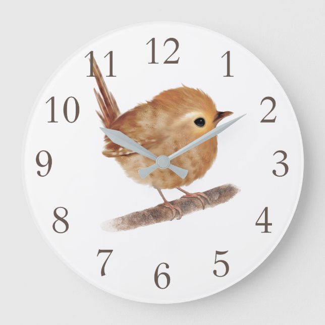 Wren Bird Personalised Wall Clock (Front)
