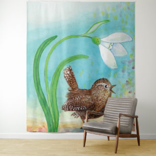 Wren Bird Sing at Dawn In the Spring Tapestry