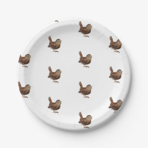 Wren Bird singing loud and beautiful song Paper Plate
