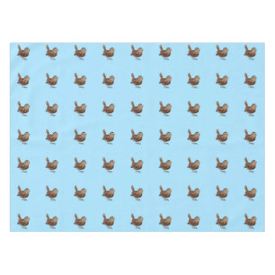 Wren Bird Singing Loud and Beautiful Song Sky Blue Tablecloth