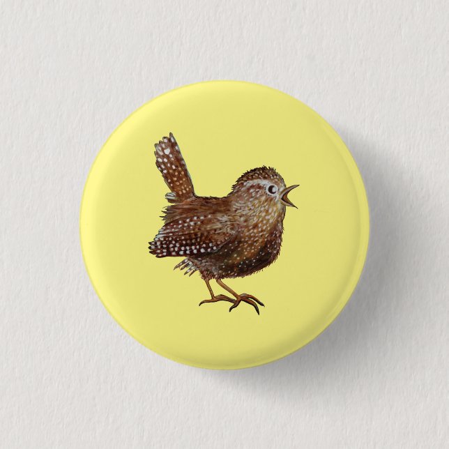 Wren Bird (Troglodytes Troglodytes)   3 Cm Round Badge (Front)