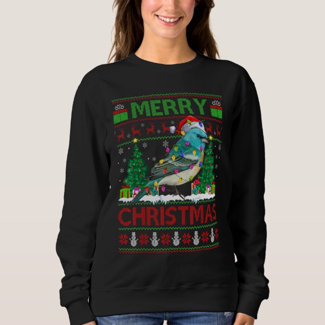 Wren Bird   Xmas Tree Ugly Santa Wren Christmas Sweatshirt (Front)