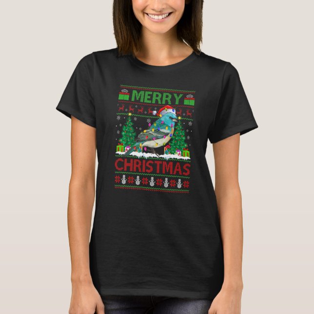 Wren Bird  Xmas Tree Ugly Santa Wren Christmas T-Shirt (Front)