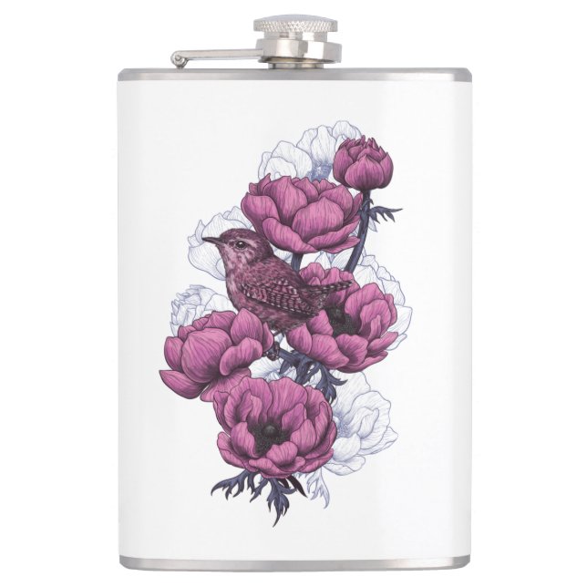 Wren bouquet hip flask (Front)