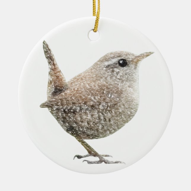 Wren Ceramic Tree Decoration (Front)