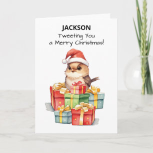 Wren in Santa Hat Christmas Gifts of Fun Card
