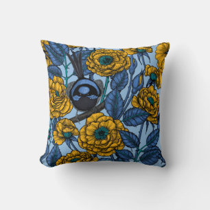 Wren in the roses cushion