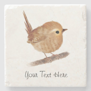 Wren Wildlife Personalised Marble Coasters