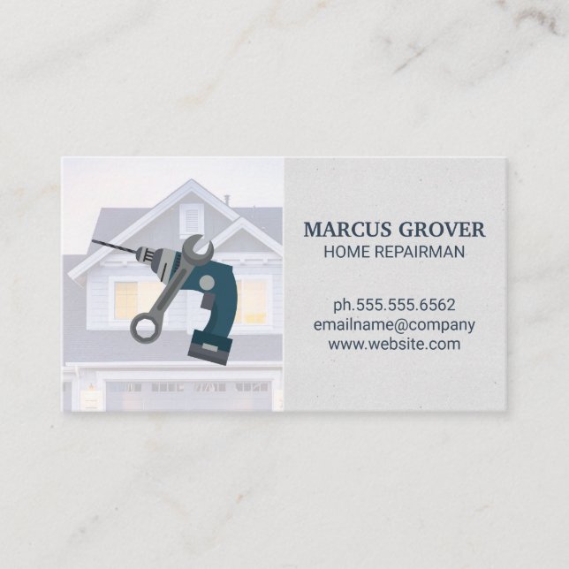 Wrench and Drill | House Business Card (Front)