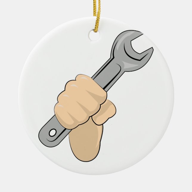 Wrench Ceramic Ornament (Front)
