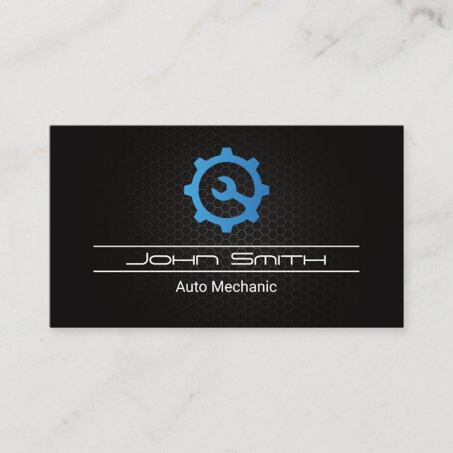 Wrench Gear Logo |  Carbon Fibre Pattern Business Card (Front)