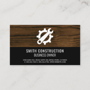 Wrench Gear Logo Wood Business Card